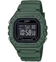 Casio W-218H-3BVDF Uzun Ömürlü Pil Silikon Kordon Metal Kasa 5 ATM Suya Dayanıklı Yeşil Renk Erkek Kol Saati
