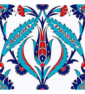 20x20 Cm Ac 2 Kırmızı Lale Desenli İznik Çini Karo