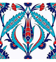 20x20 Cm Ac 2 Kırmızı Lale Desenli İznik Çini Karo