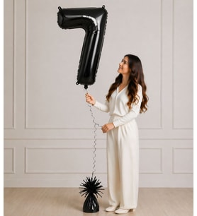 100 cm Siyah 7 Rakamlı Helyumlu Folyo Balon – Şık ve Modern Parti Dekoru