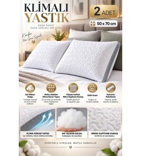 2 Adet Klimalı Silikon Yastık 1000 Gram Saf Silikon