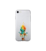 iPhone 8 ile uyumlu Splash ahtapot tasarımlı şeffaf silikon kılıf