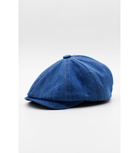 Erkek Denim İngiliz Newsboy Kasket - İndigo Mavi Kot Şapka  Standart Fit/Esnek