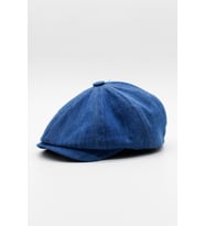 Erkek Denim İngiliz Newsboy Kasket - İndigo Mavi Kot Şapka  Standart Fit/Esnek