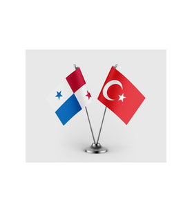 Panama Bayrağı ve Türkiye Bayrağı İkili Saten Masa Bayrağı Takımı