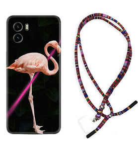 Vivo Y15S Y32 Y33S Y51 Y53S Kılıf Boyun Asklı Rasta Silikon Line Filamingo 1776