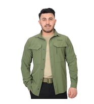 Açık Haki Renk 4 Cepli Quick-Dry Uzun Kollu Erkek Taktik Gömlek