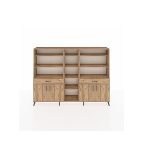 Arges Dolap 12 Raflı 2 Çekmeceli 4 Kapaklı 220x30x163 Çam-Çam