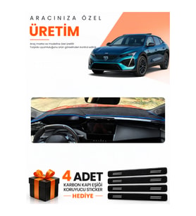 PEUGEOT 408 (2022-2026) Uyumlu Torpido Koruma Örtüsü Oto Kılıfı - Siyah Mavi