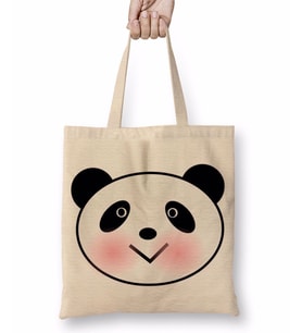 Sevimli Panda Bez Çanta Uzun Saplı