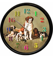 Vintage Köpek Dostlar Tasarımlı Dekoratif Duvar Saati 28 Cm Sessiz Mekanizma