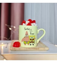 Sünger Bob Tasarımlı Kişiye Özel Sarı Türk Kahvesi Fincanı