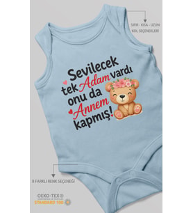 Anneye Özel Sıfır Kollu Bebek Zıbını %100 Pamuk