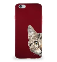 Apple iPhone 6 Soft Premier Kapak Catface Tasarımlı Silikon Kılıf - Mürdüm (Şeffaf)