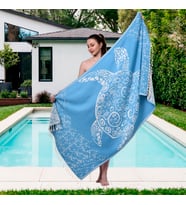 Yg Home Pamuk 100x180cm Peştamal Plaj Havlusu - Caretta (Turkuaz)