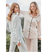 Bone Club 5125 Mavi  Noktalı Önden Düğmeli Lohusa Pijama Tk