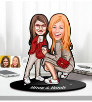BK Gift Kişiye Özel Anne-Kız Karikatürlü Ahşap Biblo-4, Anneye Hediye, Anneler Günü Hediyeleri