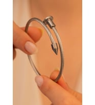 Kadın Çelik Bileklik - Hasır Kordonlu Çivi Model Çelik Bileklik 5425343124334