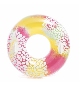 Tutunmalı Transparan Çiçekli Simit 97 Cm İntex - 58263 (Pembe)
