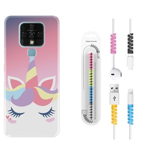 Tecno Camon 16 18P Pova 3 Pova Neo Kılıf Kablo Koruma Spiral Silikon Sweety Unicorn 1737