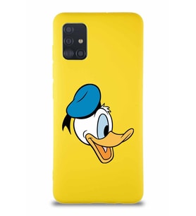 Samsung Galaxy M31S Soft Premier Kapak Donald Duck-F Tasarımlı Silikon Kılıf - Sarı (Şeffaf)