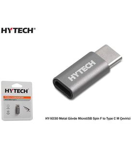 Hytech HY-XO30 Gümüş Metal Gövde MicroUSB 5pin F to Type C M Çevirici