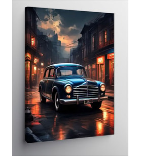 Kanvas Tablo Siyah Retro Araba