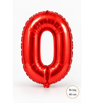 0 Kırmızı Rakam Folyo Balon 16 inç Yaş Balonu 40cm