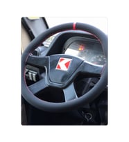 DİKİŞLİ DİREKSİYON KILIFI NUBUK DERİ KIRMIZI YÜZÜK KIRMIZI DİKİŞLİ KARSAN J10 İÇİN