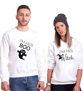 Tshirthane Boo Witch Sevgili Kombinleri Sweatshirt Kombini (Tek Ürün Fiyatıdır.)