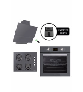 LUXELL OPALL15 PROG. GRİ ANKASTRE SET / FASFRYER HEDİYELİ