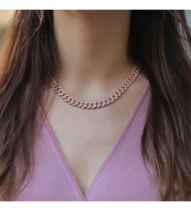 Gurmet Model Zirkon Taşlı Rose Altın Kaplama Gümüş Gerdanlık