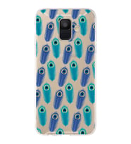 PrintiFy Samsung Galaxy A6 Plus 2018 ile Uyumlu 1mm Slim Fit Nazar Boncuğu 4 Baskılı Şeffaf  Kılıf