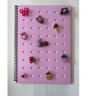 Adalinhome Charm Kapaklı A4 Spiralli Çizgili Fun Defter  (80 Yaprak) (Pembe)