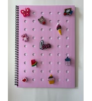 Adalinhome Charm Kapaklı A4 Spiralli Çizgili Fun Defter  (80 Yaprak) (Pembe)