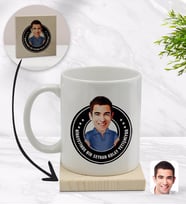 BK Gift Kişiye Özel Erkek Nihayetinde Karikatürlü Beyaz Kupa Bardak ve Ahşap Bardak Altlığı Hediye Seti - Model 3
