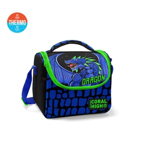 Coral High Kids Siyah Saks Ejderha Desenli Thermo Beslenme Çantası 11866