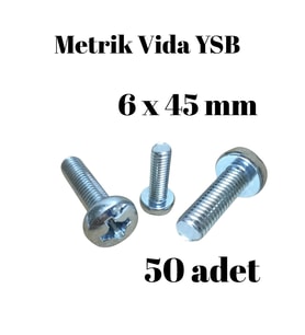 Metrik Vida YSB 6X45  50 Adet Yıldız Silindir Başlı Vida