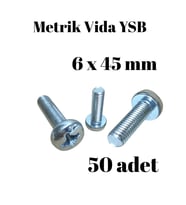 Metrik Vida YSB 6X45  50 Adet Yıldız Silindir Başlı Vida