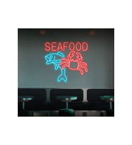 SEAFOOD Yazılı ve Şekilli Neon Tabela