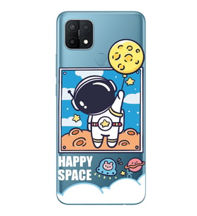 Oppo A15 / A15S Uyumlu Astronot Desenli Şeffaf Telefon Kılıfı