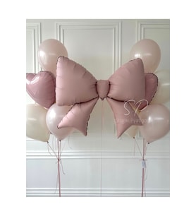 Pudra Fiyonk Balon ve Kalp Balon Demeti seti 13 Parça Set