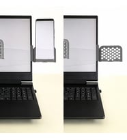 3D Baskı Monitor Telefon Tutucu - Petek Desenli Laptop Kenar Telefon Tutucu-Gri