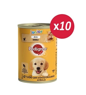 Pedigree Junior Tavuklu Yavru Konserve Köpek Maması 400 Gr*10 ADET