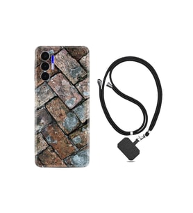 Pova 3 Kılıf Ipli Boyun Askılı Desenli Silikon Retro Stone 1324