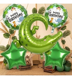 YÜKSEK KALİTE 25 ADET TİMSAH SAFARİ KONSEPT FOLYO BALON SETİ TİMSAH FOLYO BALON DOĞUM GÜNÜ BALONU