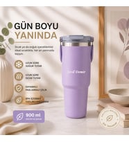 Kişiye Özel Termos Bardak 900 ml Paslanmaz Çelik -Çift Kullanımlı Kapak
