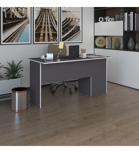 Kenzlife ofis masası miyamoto gri sol 75*140*60 raflı dolap bilgisayar çalışma masası (Karışık)