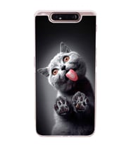 PrintiFy Samsung Galaxy A80 ile Uyumlu Kedi 2 Kamera Korumalı Şeffaf Kılıf