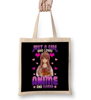 Cute & Funny Just A Girl Who Loves Anime And Ramen Foodie Bez Çanta Uzun Saplı